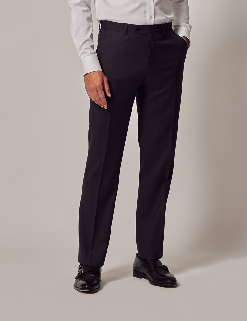 Men's Dark Charcoal Twill Slim Fit Suit Pants