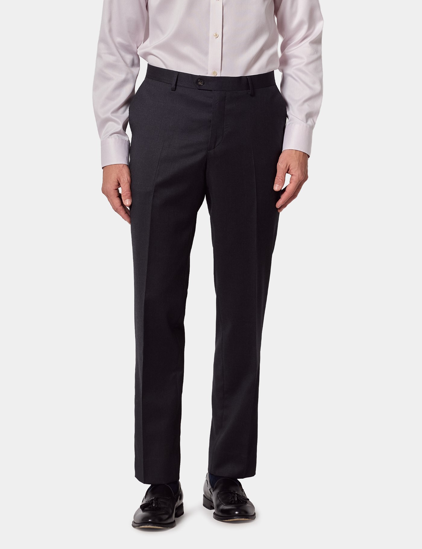 & Slim Fit Dark Twill Suit Trousers 32"