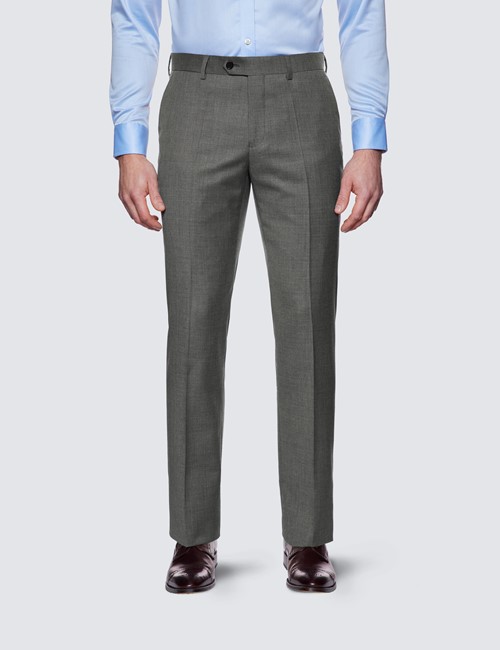 Men's Mid Grey Twill Slim Fit Suit Pants