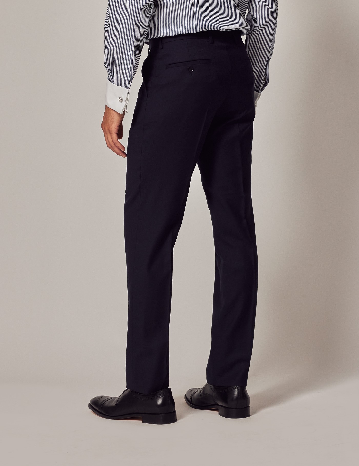 Men's Navy Twill Slim Fit Suit Trousers | Hawes & Curtis