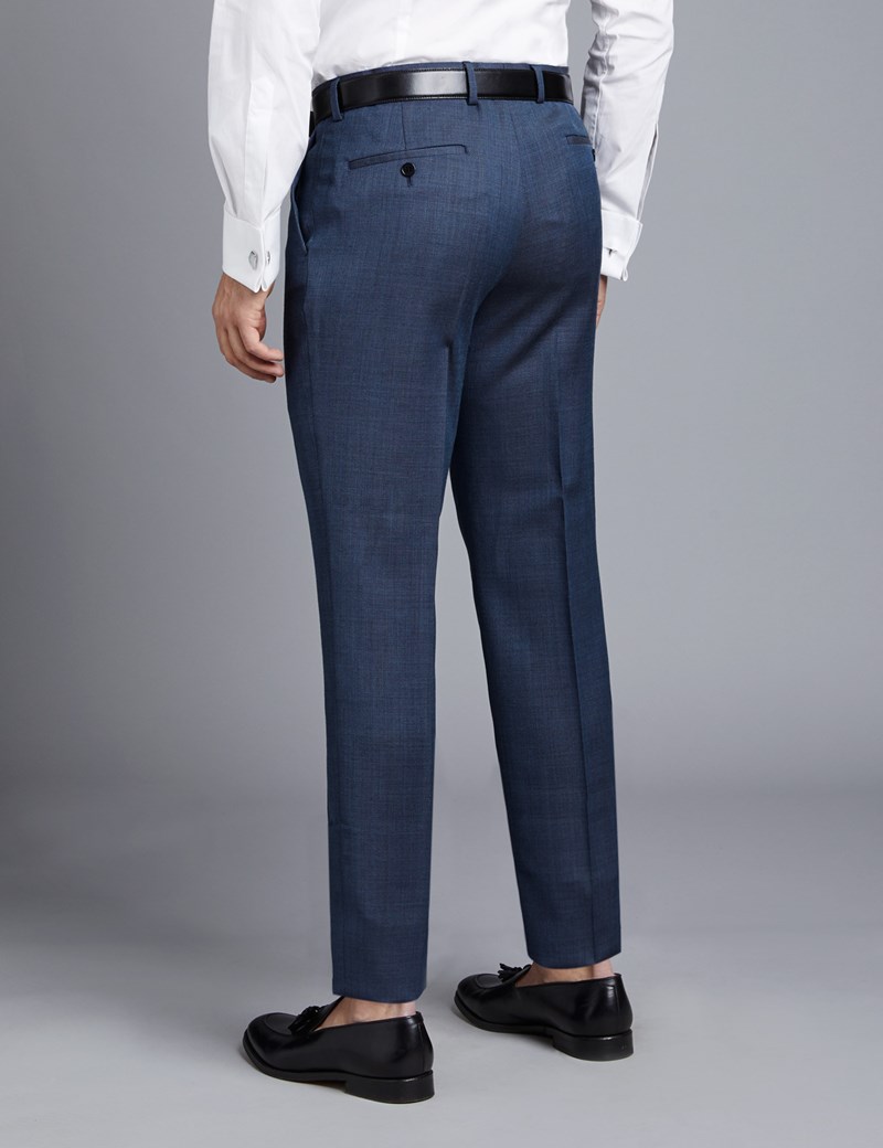 Mid Blue Birdseye Slim Fit Suit Pants 
