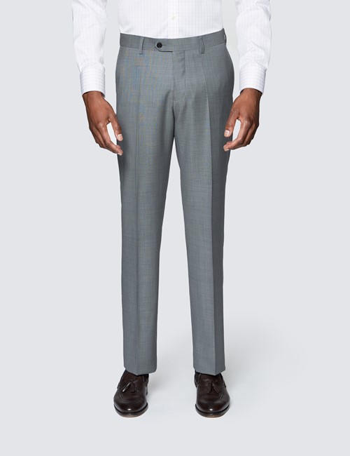 Men's Light Grey Twill Slim Fit Suit Trouser