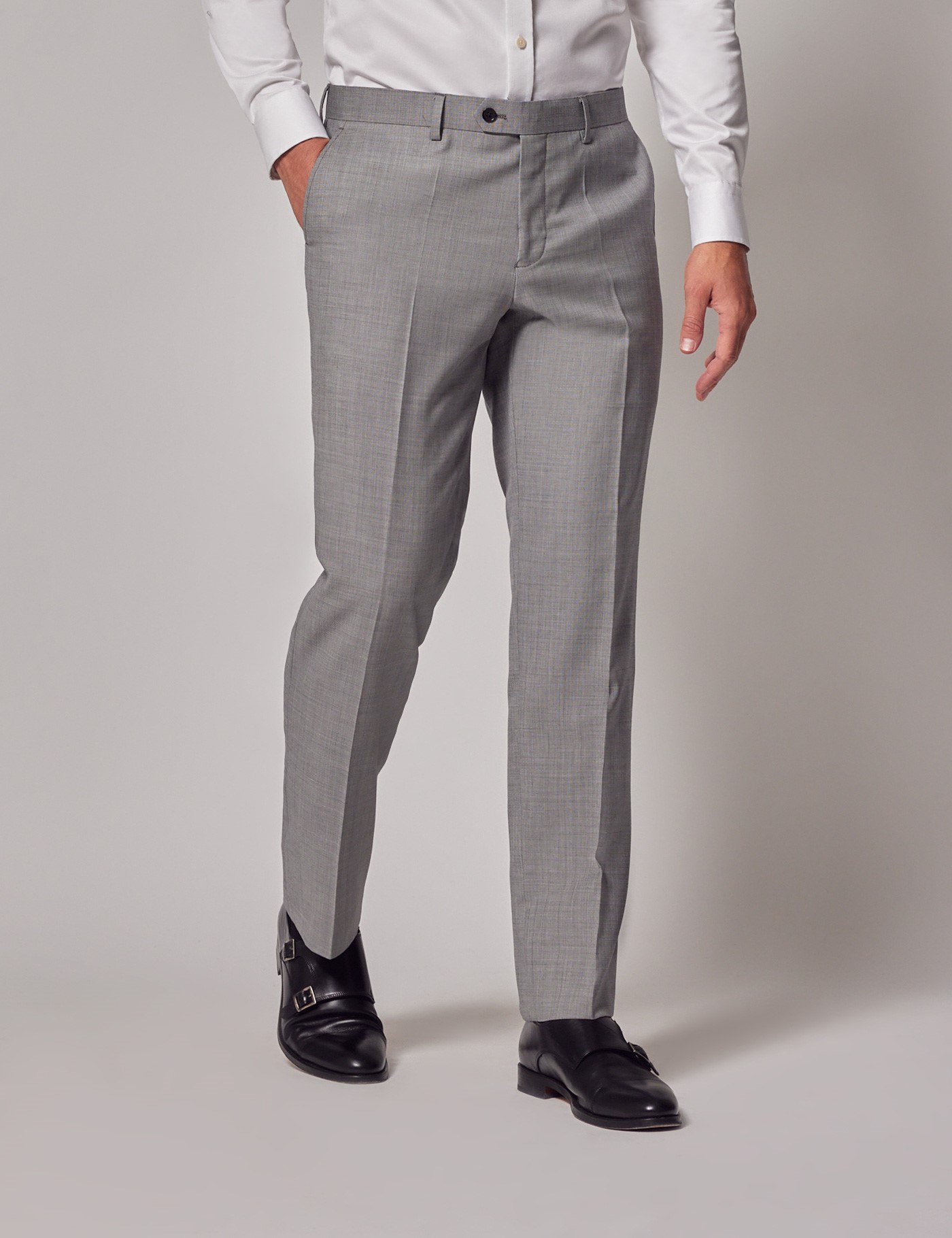 Light Grey Twill Slim Suit Pants