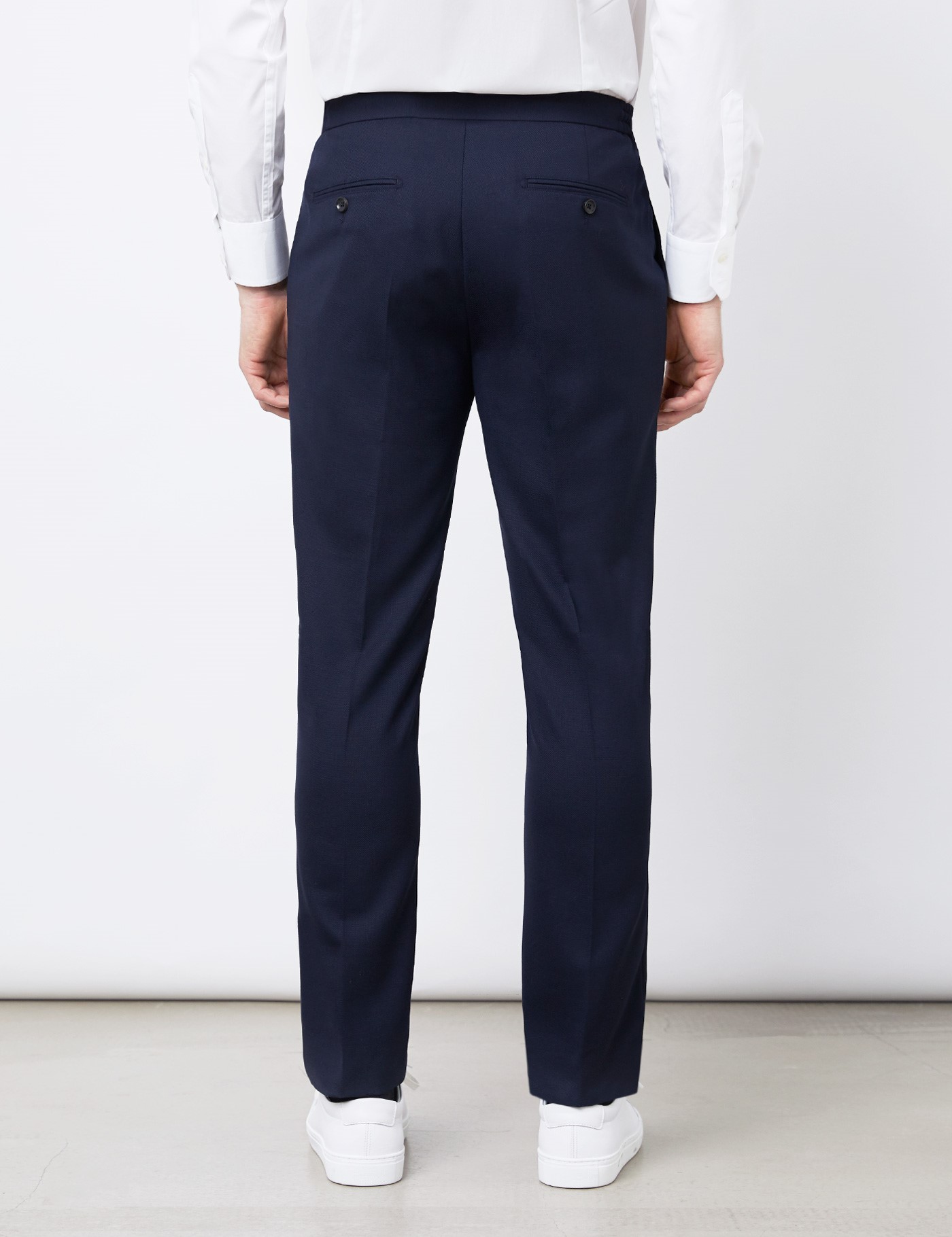 Wool Men's Twill Slim Fit Trouser in Navy | Hawes & Curtis | UK