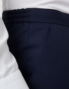 Tapered Pleated Drawstring Wool Blend Trousers