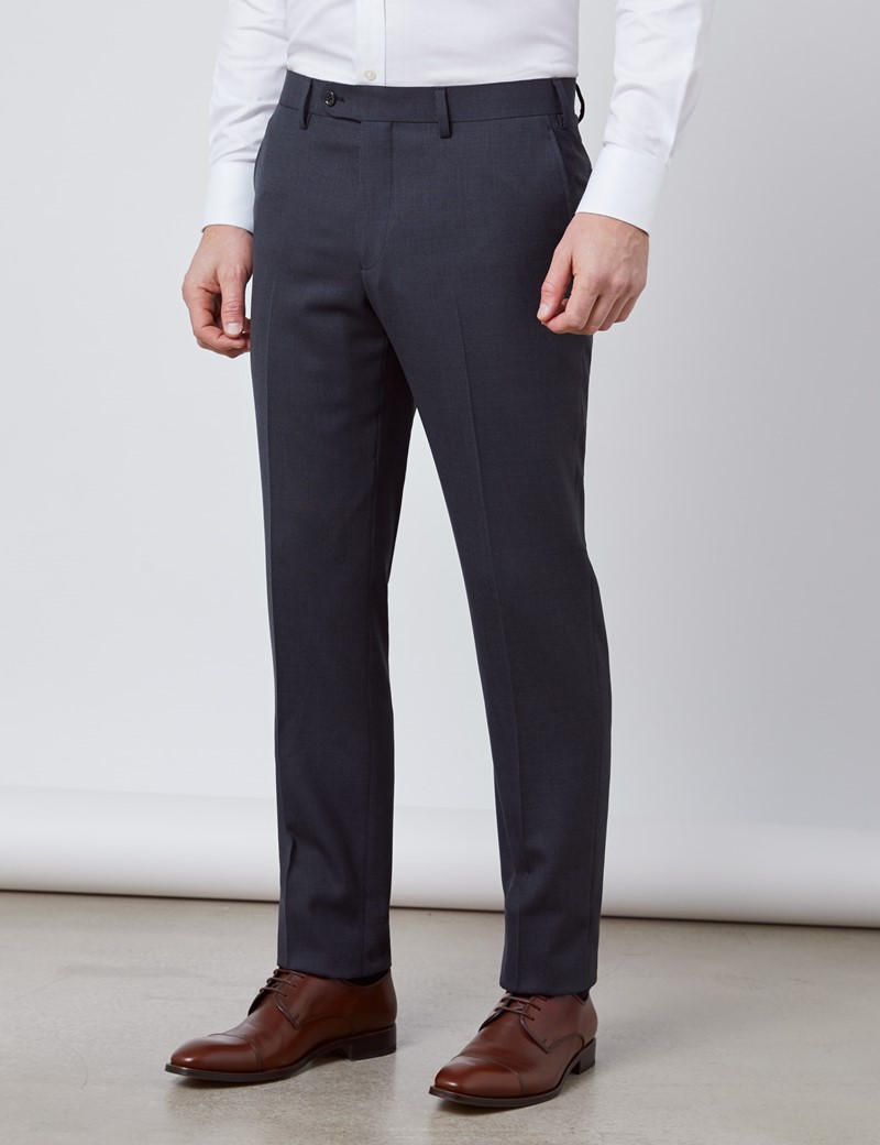 Men's Charcoal Slim Fit Travel Suit Pants | Hawes & Curtis