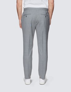 Tapered Pleated Drawstring Wool Trousers