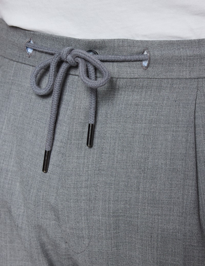 Anzughose – Slim Fit – 120s Wolle - Kordelzug – grau
