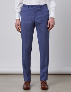 Men's Blue Pin Dot Semi Plain Slim Fit Suit Trousers