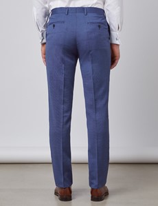 Anzughose - Slim Fit - blau strukturiert - 100s Wolle - Ohne Bundfalte - Ungesäumt
