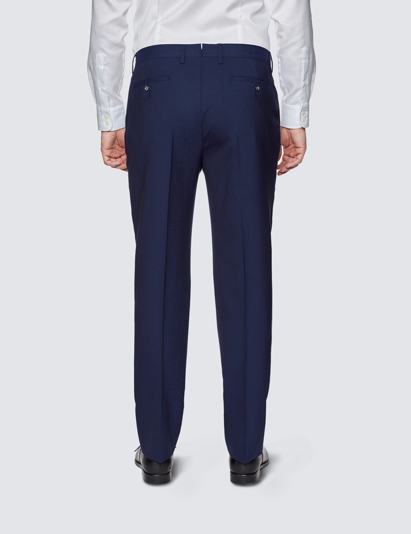 Men’s Navy Twill Wool Pleated Trousers