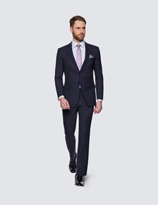 Anzughose – Slim Fit – 100s Wolle – ungesäumt – dunkelblau