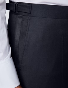 Men's Black Slim Fit Dinner Suit Pants With Side Adjusters