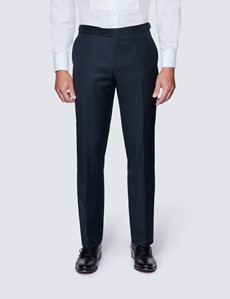 Men's Navy Slim Fit Dinner Suit Trousers With Side Adjusters