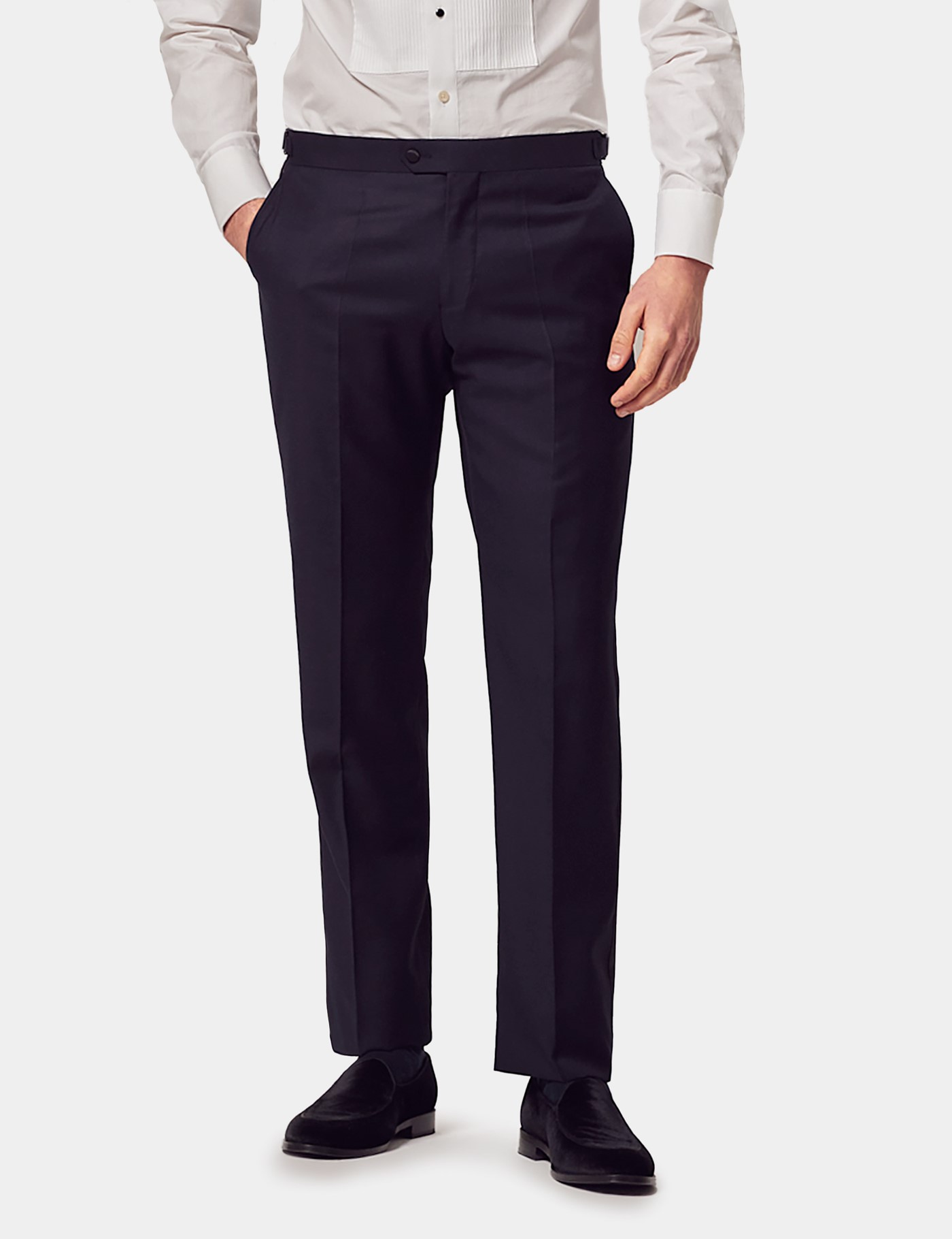 Hawes & Curtis Slim Fit Navy Dinner Suit Trousers with Side Adjusters Size: 30" (EU 46)