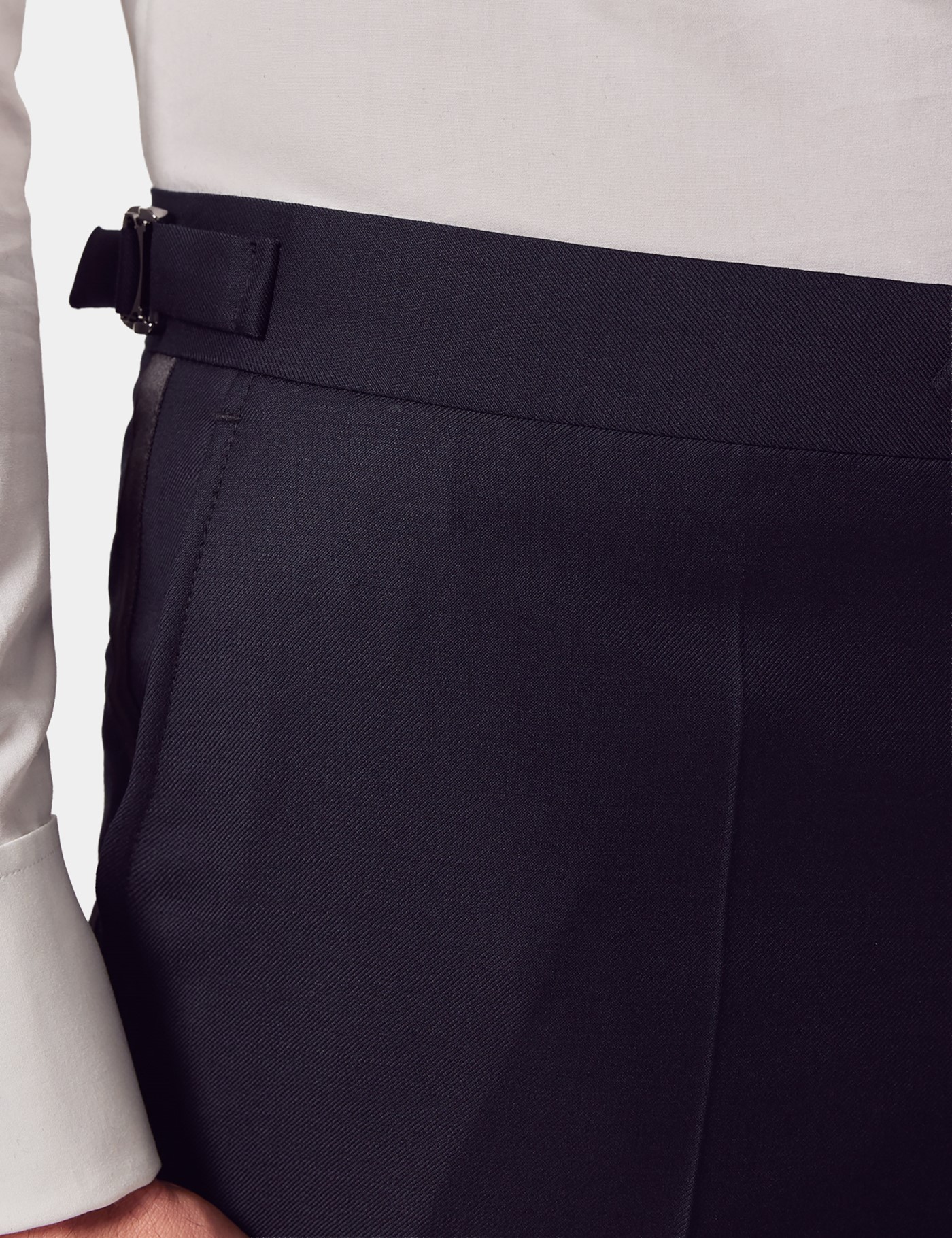 Hawes & Curtis Slim Fit Navy Dinner Suit Trousers with Side Adjusters Size: 32" (EU 48) image 2