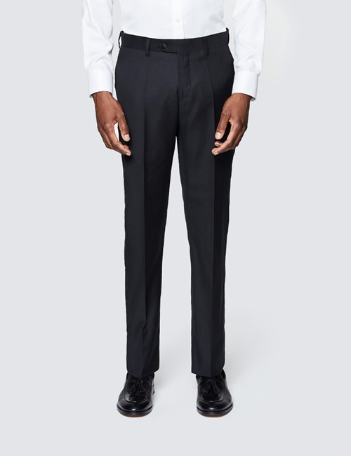 Men's Black Slim Fit Dinner Suit Pants With Belt Loops
