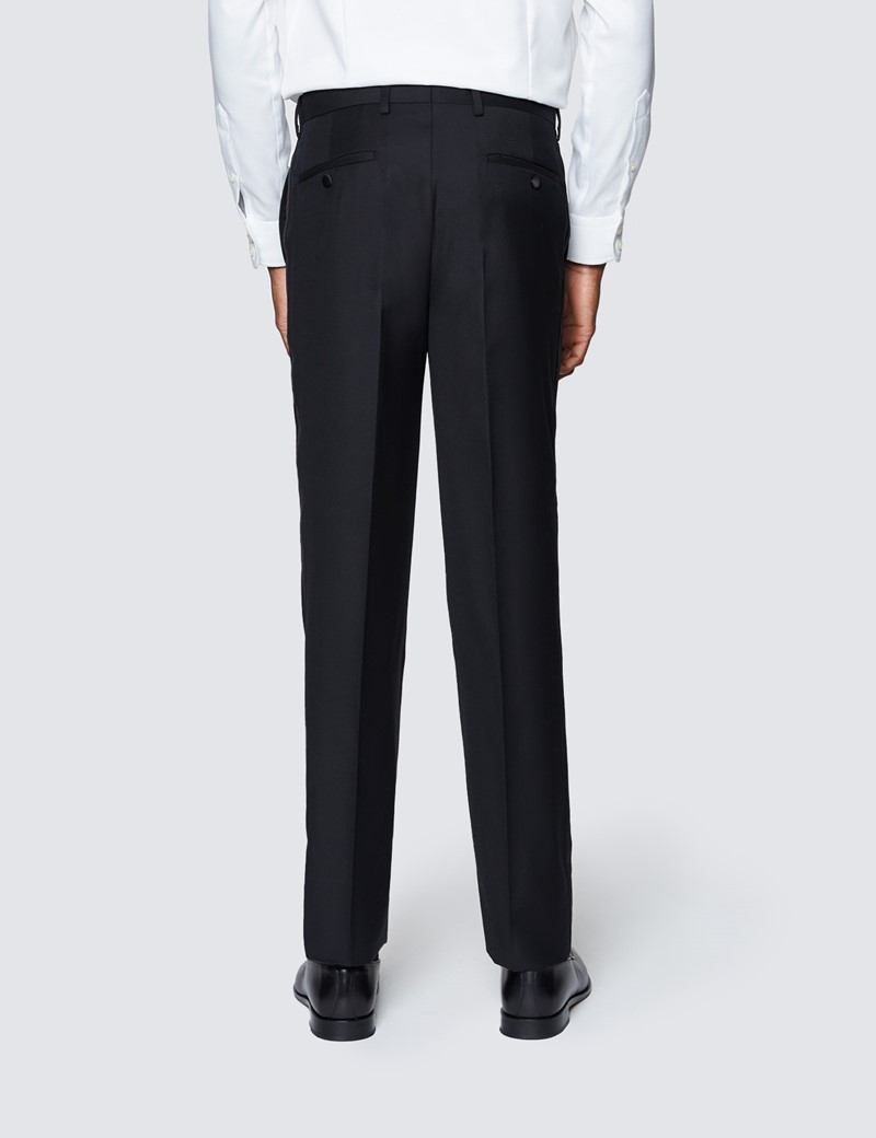 Men's Black Slim Fit Dinner Suit Trousers With Belt Loops