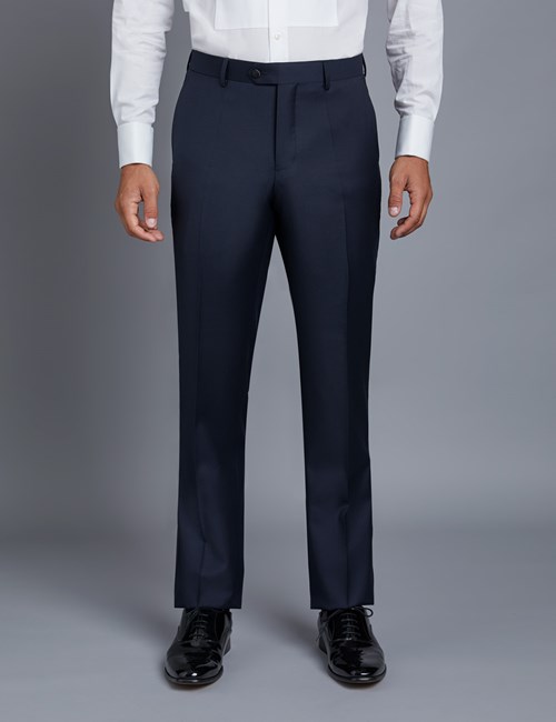 Smokinghose - Slim Fit - Marineblau - 100s Wolle - ohne Bundfalte - Vorderhose gefüttert - ungesäumt