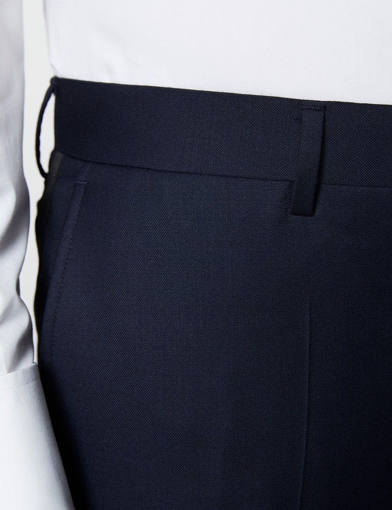 Men's Navy Slim Fit Dinner Suit Trousers With Belt Loops