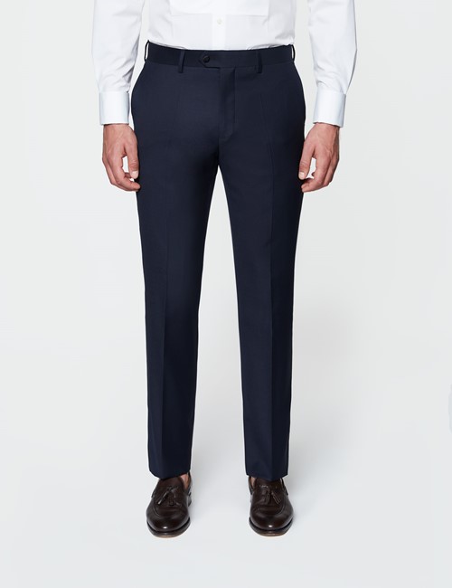 Men's Navy Slim Fit Dinner Suit Trousers With Belt Loops