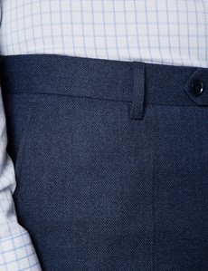 Men's Dark Blue Birdseye Semi Plain Slim Fit Suit Trousers