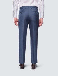 Men's Mid Blue Sharkskin Slim Fit Suit Trousers