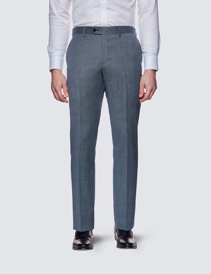 Men's Light Blue Birdseye Slim Fit Suit Trousers | Hawes & Curtis
