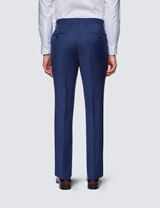 Anzughose – Slim Fit – 100s Wolle – ungesäumt – königsblau