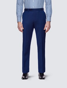 Anzughose – Slim Fit – 100s Wolle – ungesäumt – dunkelblau Pinpoint