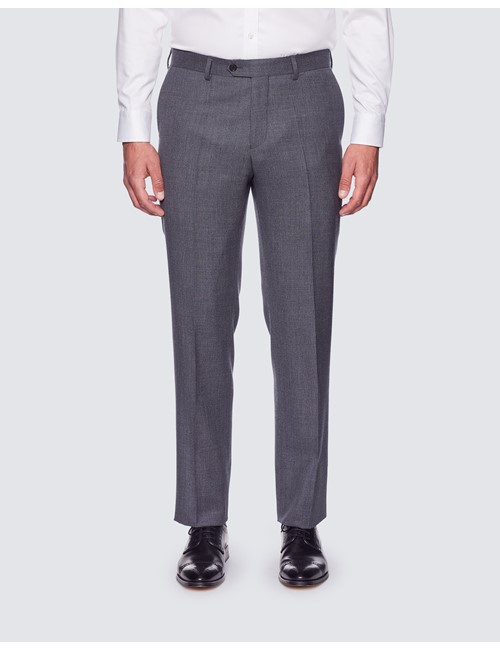 Men's Grey Birdseye Plain Slim Fit Suit Pants