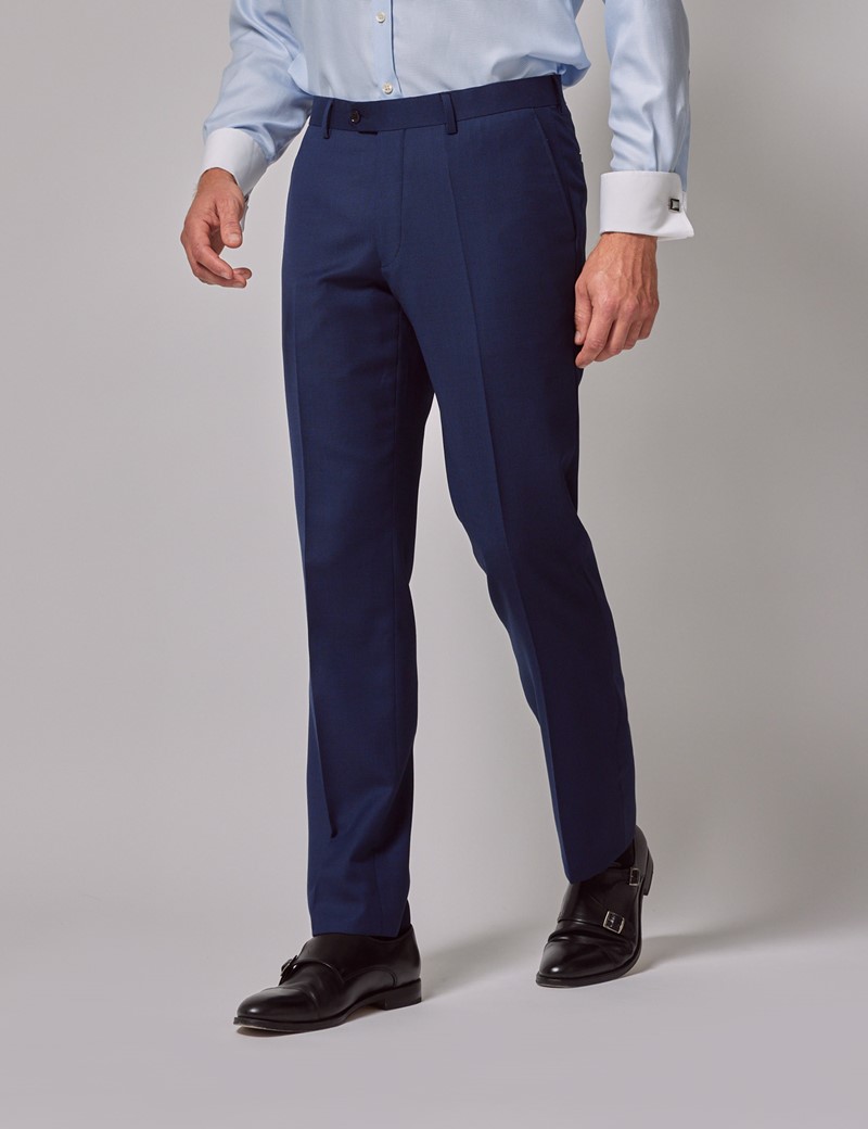 Men's Royal Blue Birdseye Slim Suit Pants