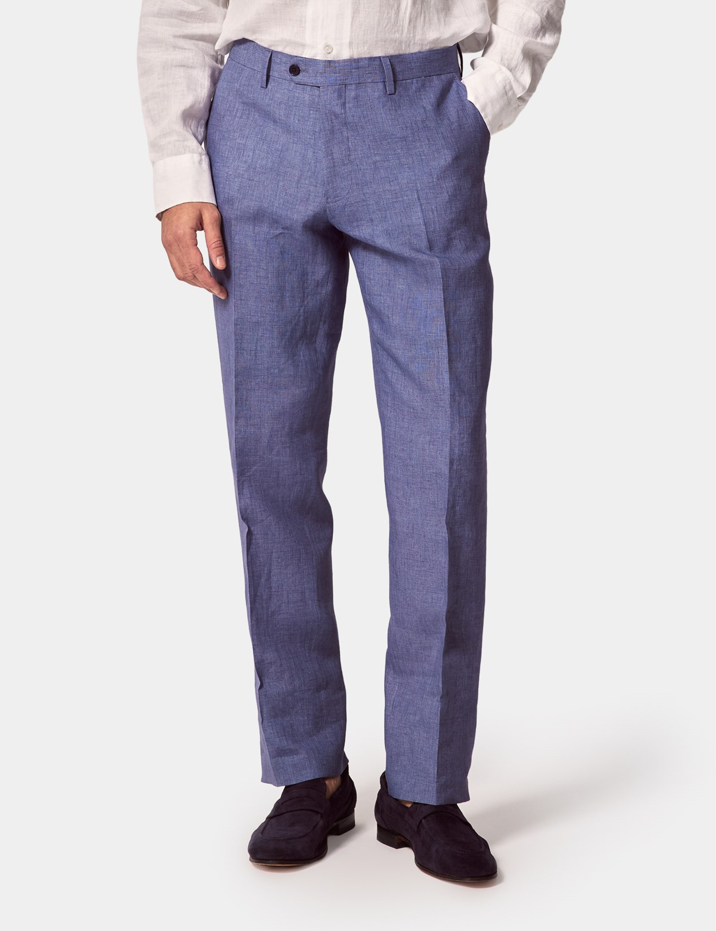 & Slim Fit Denim Blue Suit Trousers UNHEM