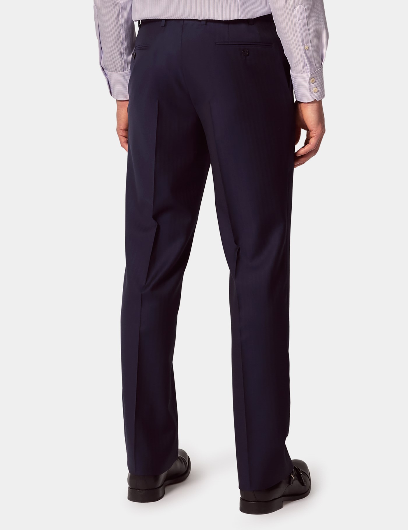Hawes & Curtis Classic Fit Navy Herringbone Suit Trousers Size: 40" (EU 56) image 3