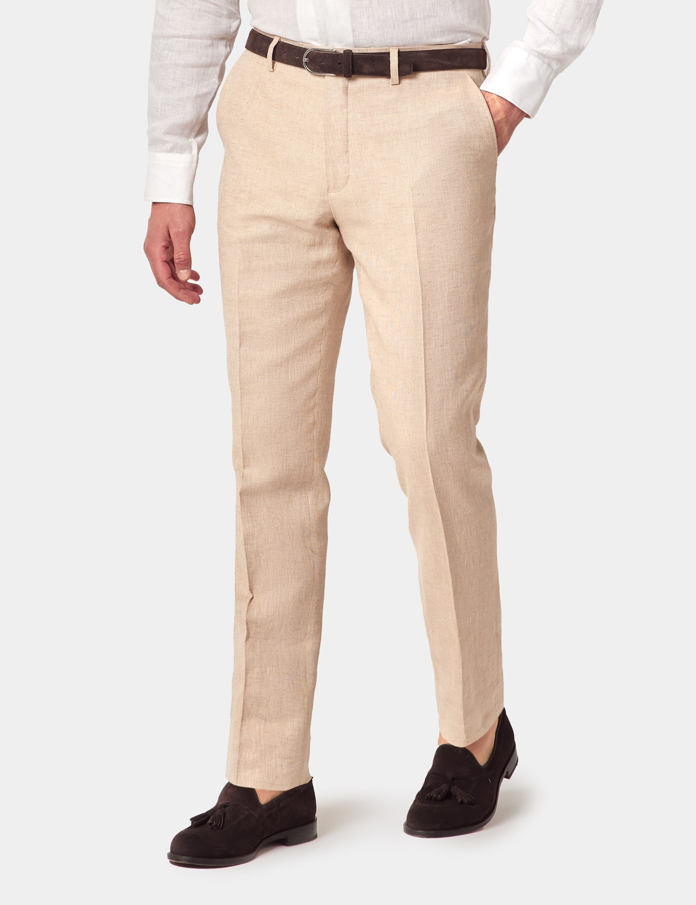 Hawes & Curtis Slim Fit Beige Suit Trousers Size: 40" (EU 56)