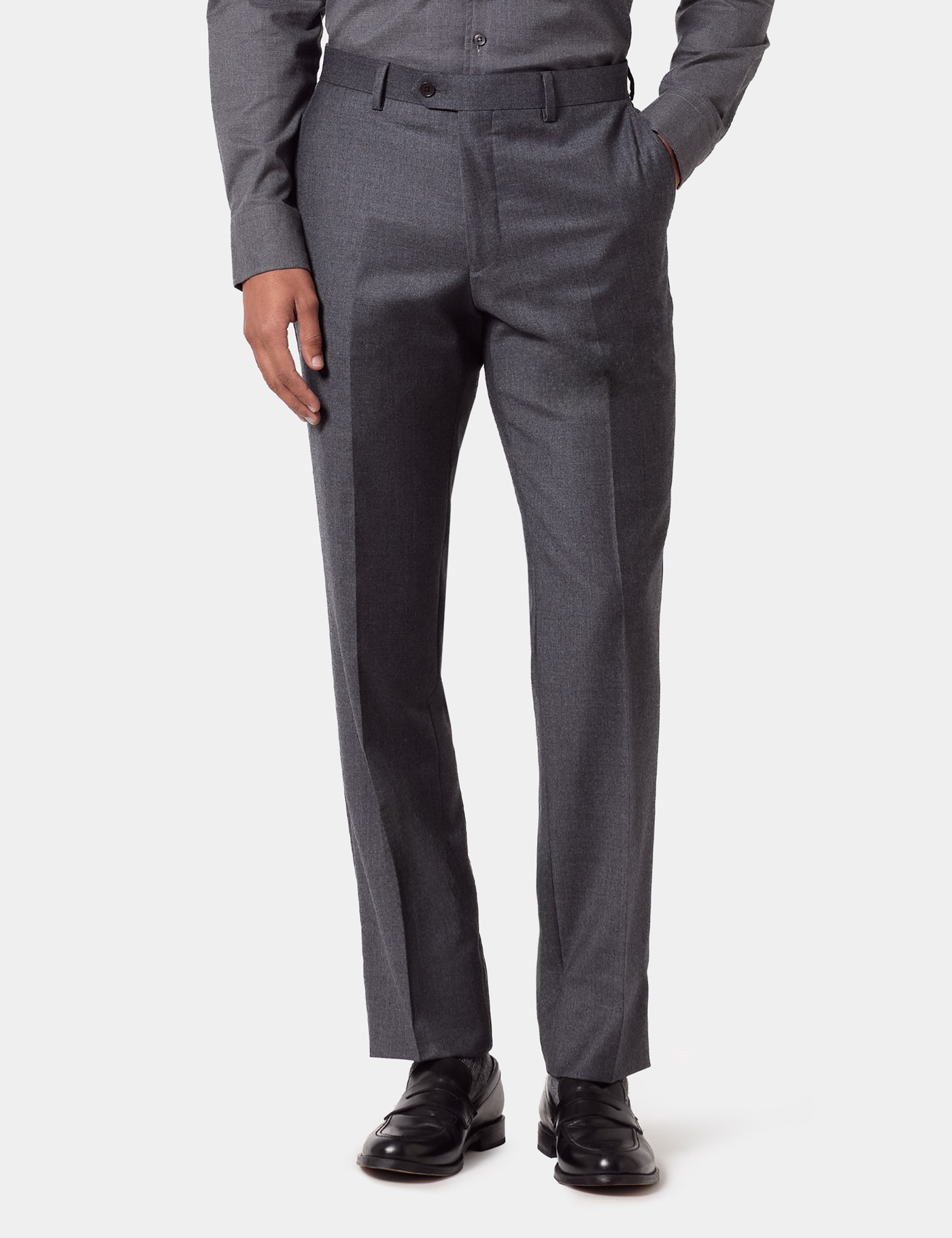 & Slim Fit Dark Grey Suit Trousers 32"