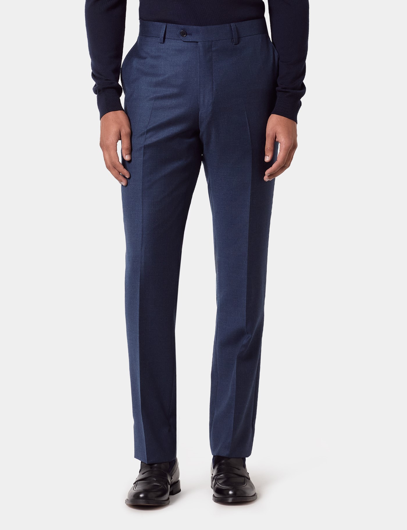 & Slim Fit Dark Blue Trousers 32"