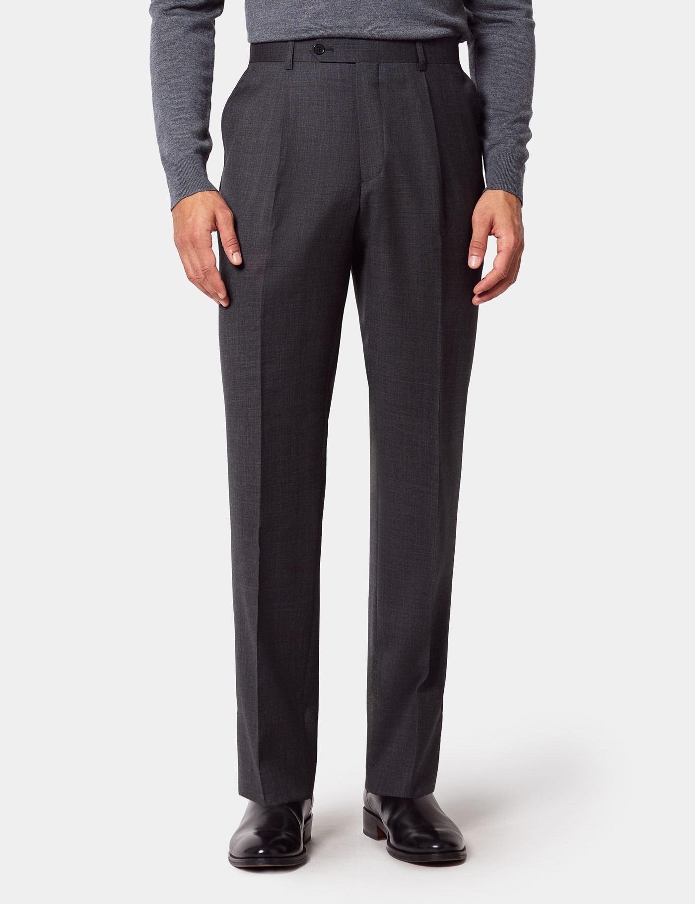 & Regular Fit Twill Pleated Trousers 44"