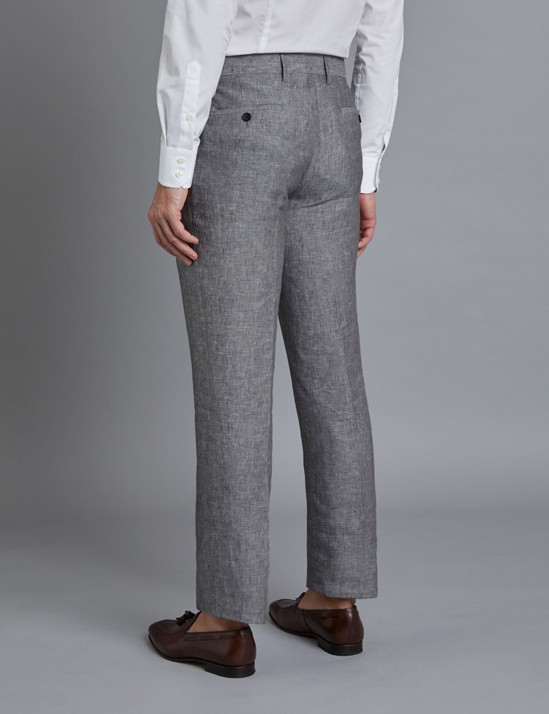 Men's Grey Linen Slim Fit Suit Trousers | Hawes & Curtis