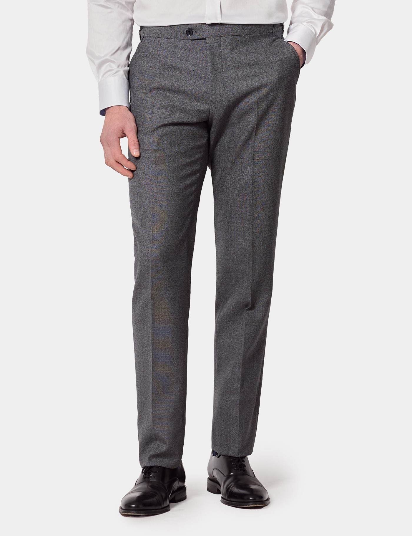 & Slim Fit & White Semi Plain 1913 Suit Trousers 44"