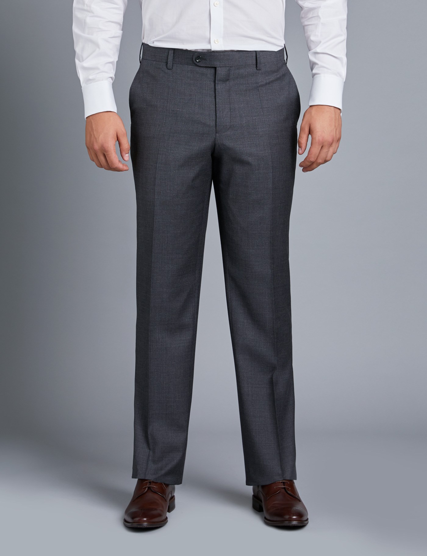 Men's Charcoal Twill Amalfi Classic Fit Suit Trouser | Hawes & Curtis