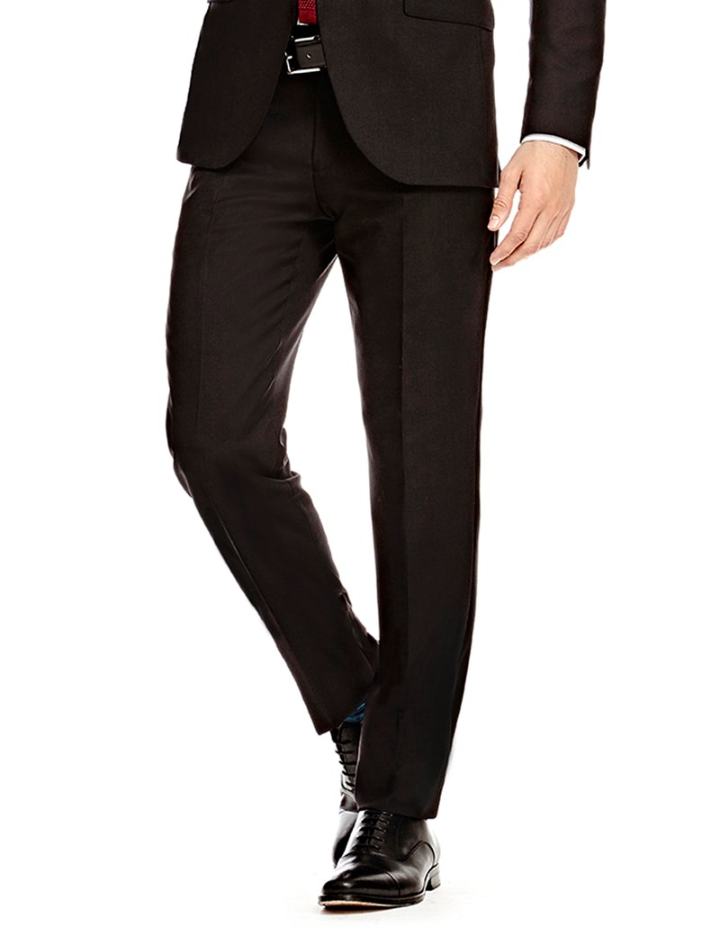 Men's Black Twill Slim Fit Suit Pants | Hawes & Curtis