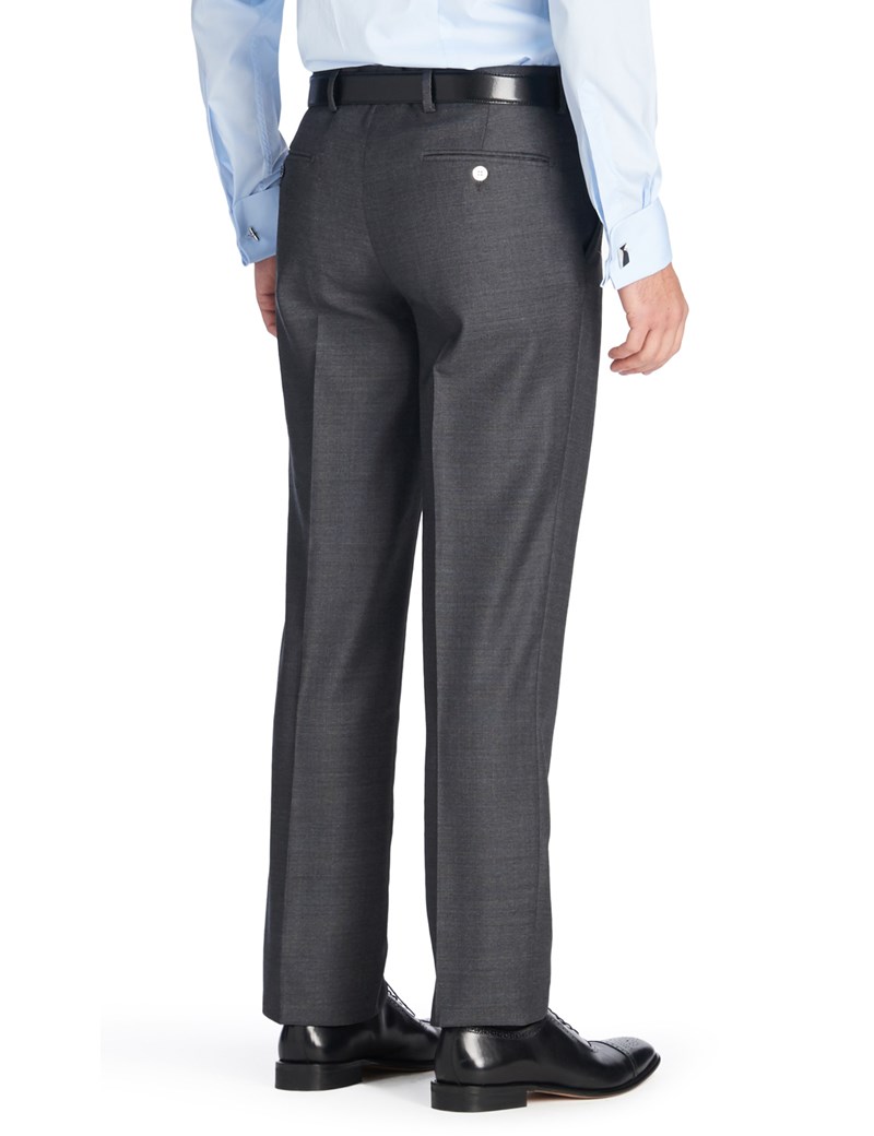 Men's Plain Charcoal Grey Pique Slim Fit Pants - 1913 Collection ...