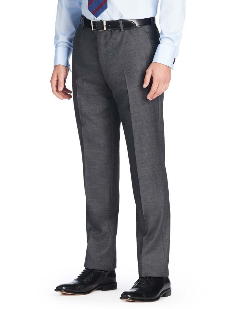 Men's Plain Charcoal Grey Pique Slim Fit Pants - 1913 Collection ...