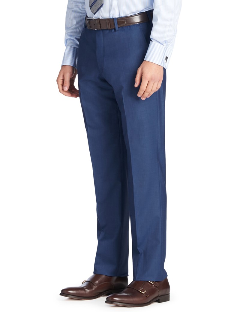 Men's Royal Blue Sharkskin Slim Fit Suit Pants Hawes & Curtis