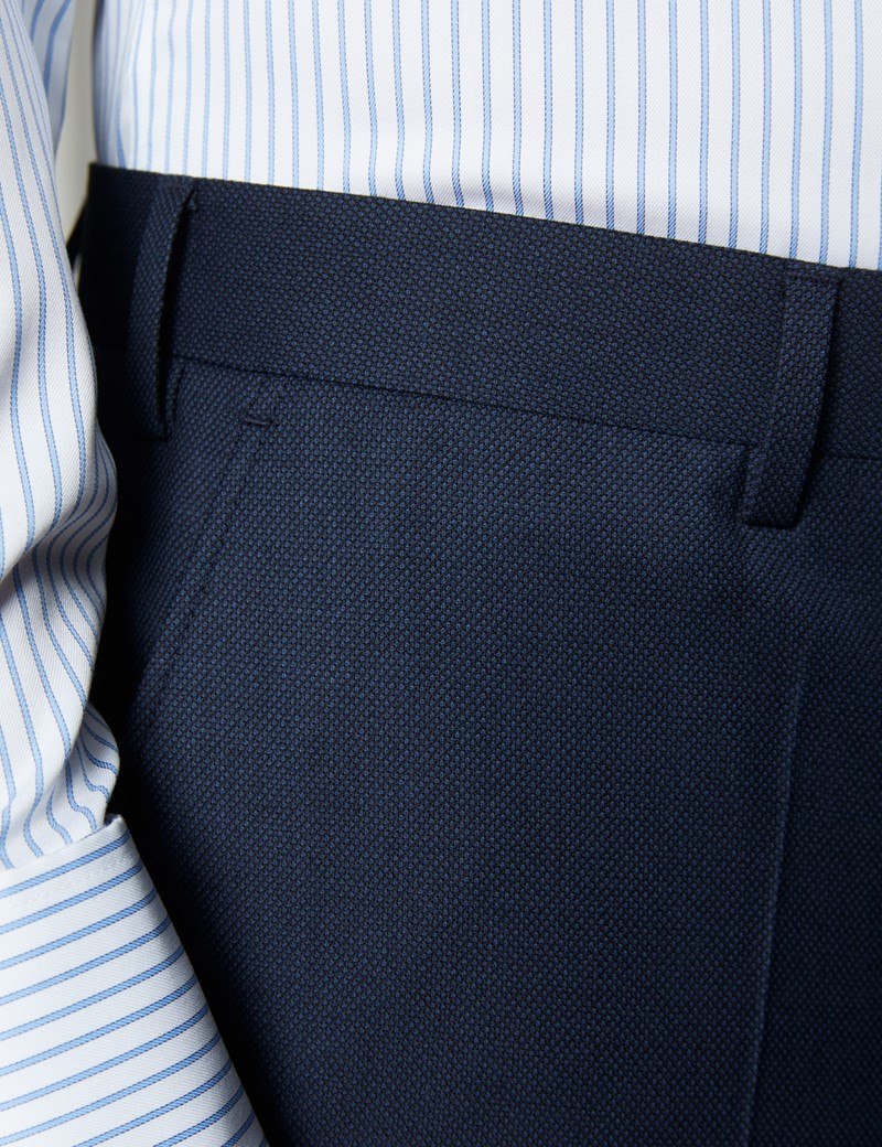 Men's Navy Birdseye Classic Fit Suit Trouser