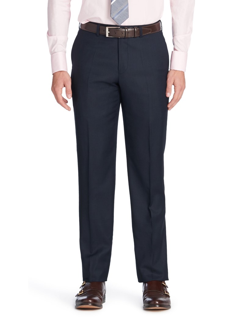 Men's Navy Birdseye Slim Fit Suit Trouser | Hawes & Curtis