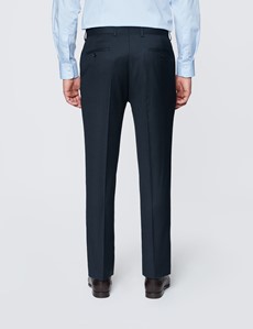 Men's Navy Birdseye Slim Fit Suit Trouser