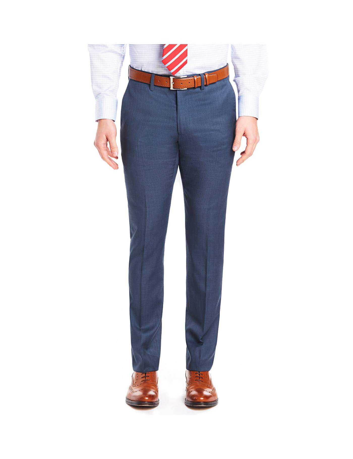 Men's Blue Sharkskin Extra Slim Fit Pants Hawes & Curtis