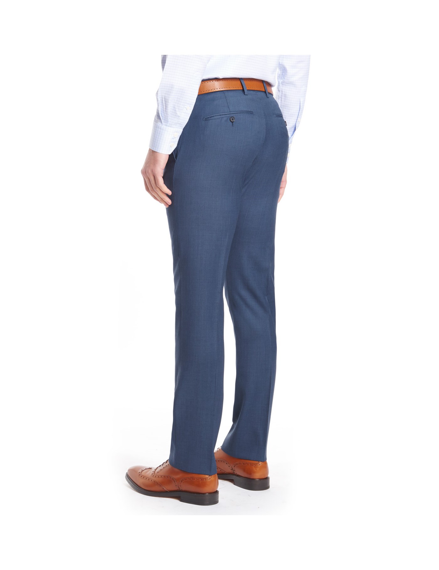 Men's Blue Sharkskin Slim Fit Suit Trousers | Hawes & Curtis